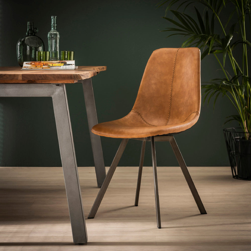 Dining Chair Jagger HomeHaven Cognac LxBxH 65x60x50 Artificial leather Nnb