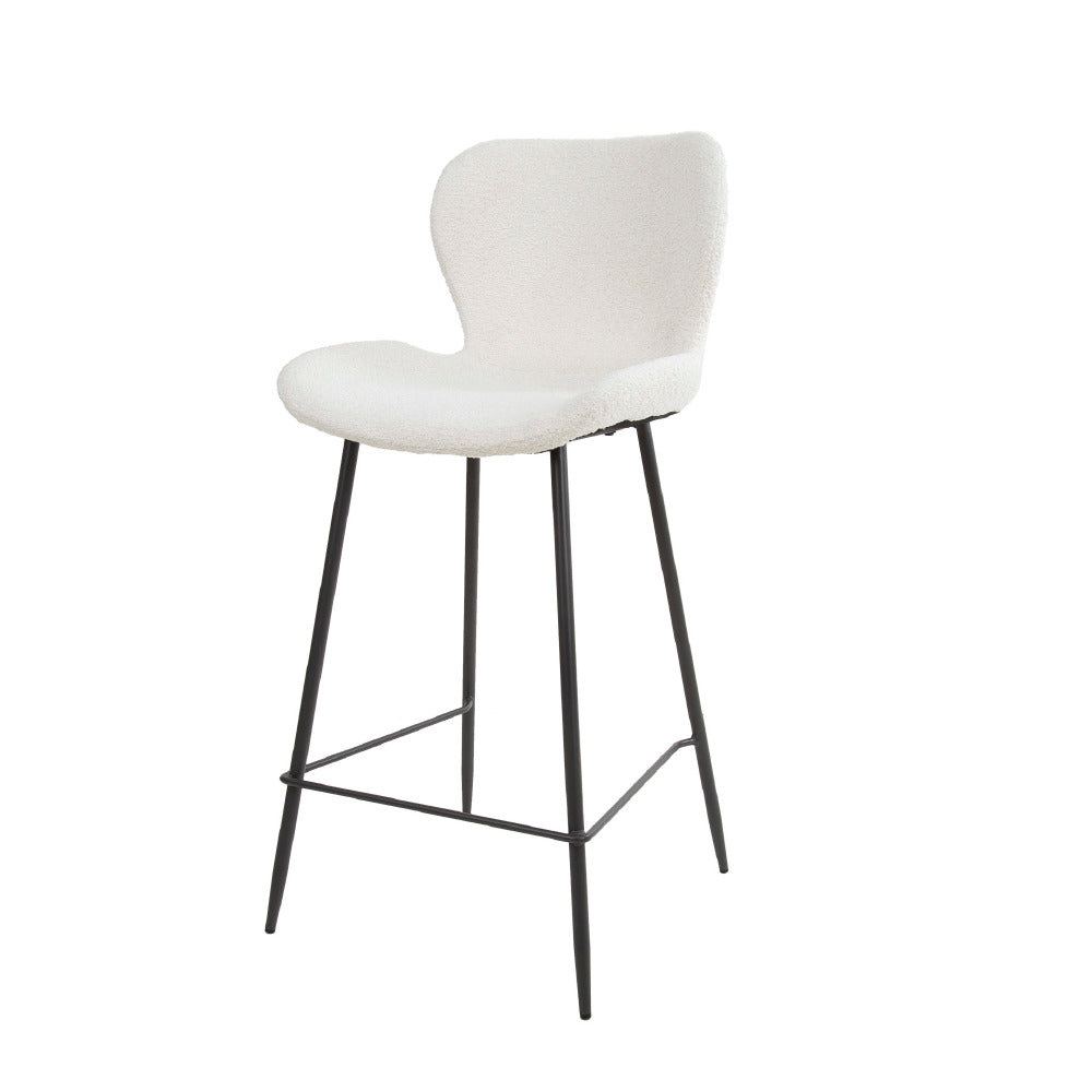 Bar Stool Ingo HomeHaven White LxBxH 75x59x49 Boucle Nnb