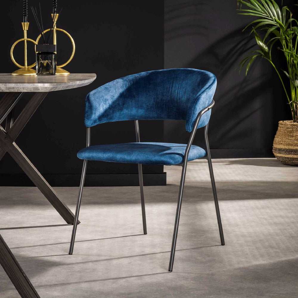 Dining Chair Augustine HomeHaven Blue LxBxH 75x68x61 Fabric Nnb