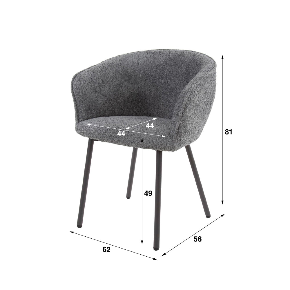 Dining Chair Bates HomeHaven Grey LxBxH 71x67x66 Boucle Nnb