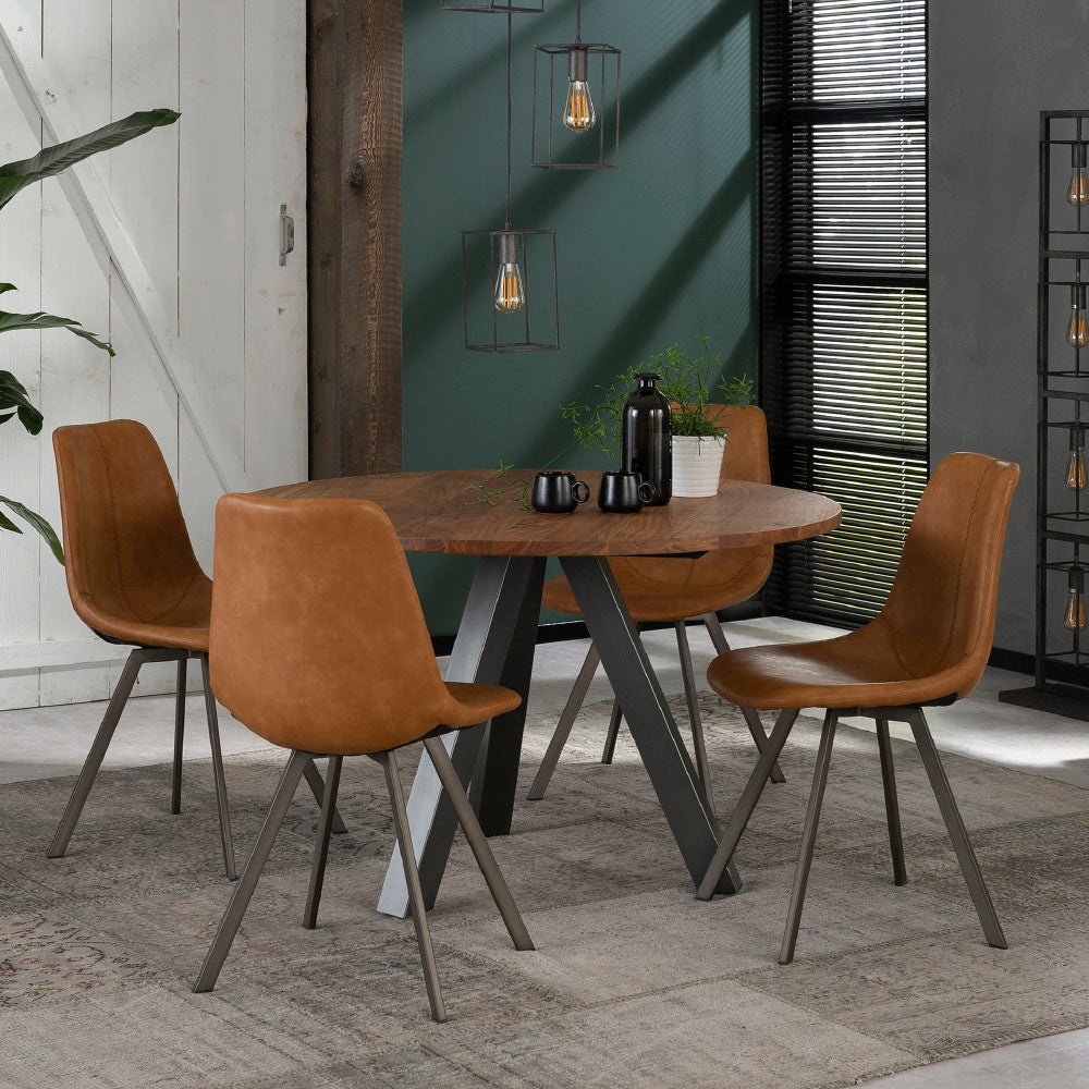 Dining Chair Jagger HomeHaven Cognac LxBxH 65x60x50 Artificial leather Nnb