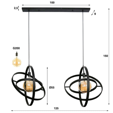 Pendant Light Neill HomeHaven Black LxBxH 133x68x16 Metal Nnb