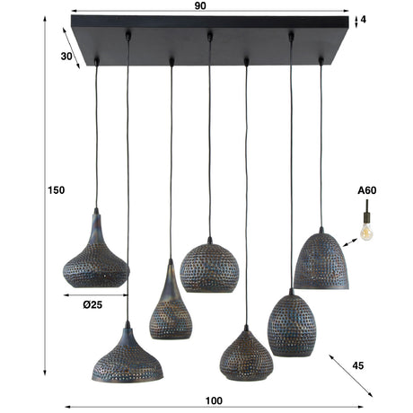 Pendant Light Kenyon HomeHaven Black LxBxH 91x45x36 Metal Nnb