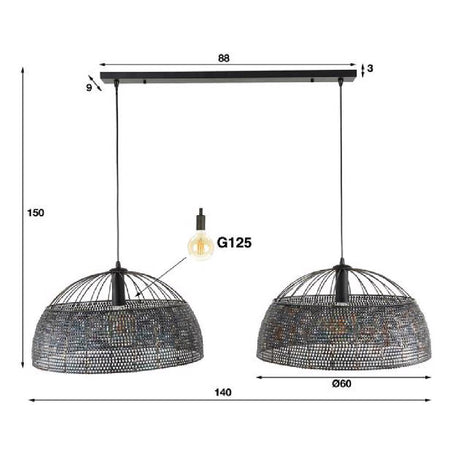 Pendant Light Lennox HomeHaven Black LxBxH 63x63x43 Metal Nnb